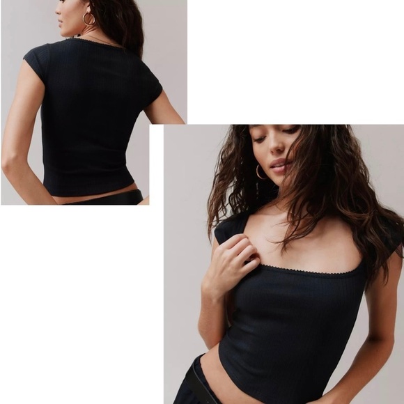 BDG Urban Outfitters Callie Baby Tee Ribbed Square Neck Top - Picture 1 of 9